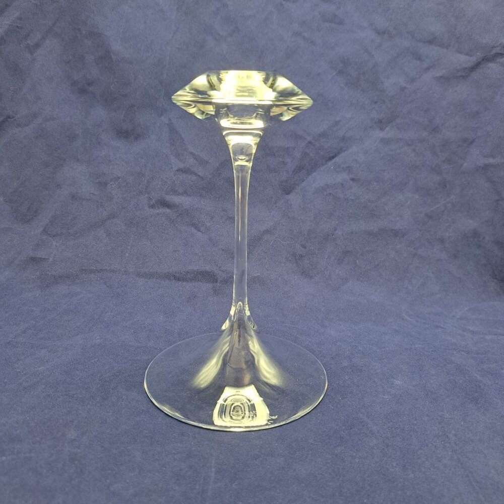 Kosta Boda Fanfare Clear Glass Single Light Candlestick Holder 7 inch